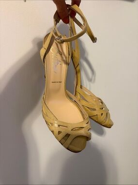 Y2K Yellow Strappy Open-Toe Ankle Strap Heels